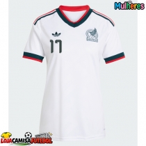 Camisa de Futebol México Orbelin Pineda #17 Equipamento Secundário Mulheres Mundo 2026 Manga Curta